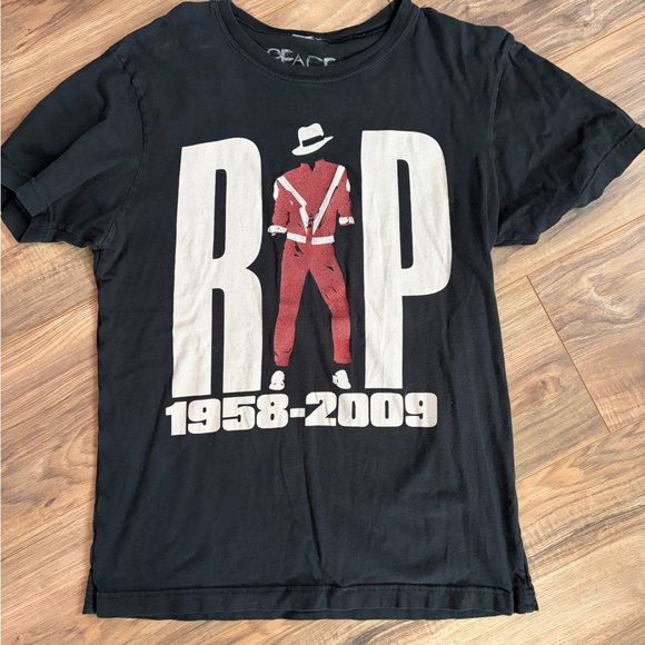 Other - Black Michael Jackson Tribute Graphic Tee with Red Accent